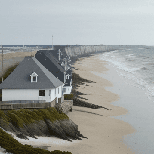 AI generated: bildings
 on the seashore 
