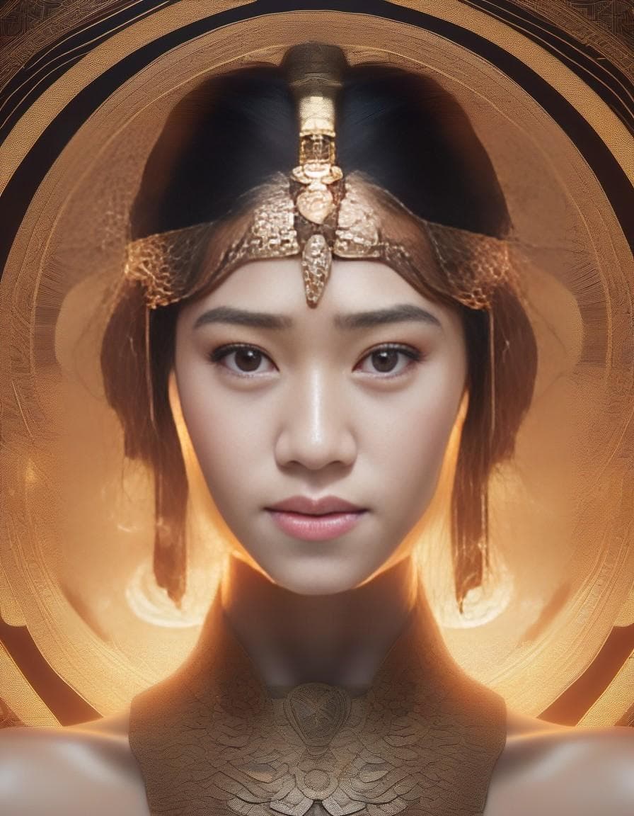 AI generated: Design a captivating character born from the convergence of ancient mysticism and futuristic technol...