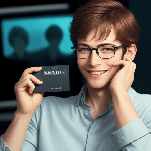 AI generated: like movie, nice, wearing glasses, smile, man