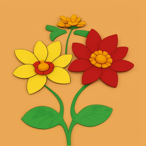 AI generated: crear una flor de 5 hojas, borde amarillo y fondo rojo, estilo comics