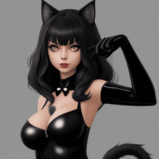 AI generated: black cat girl