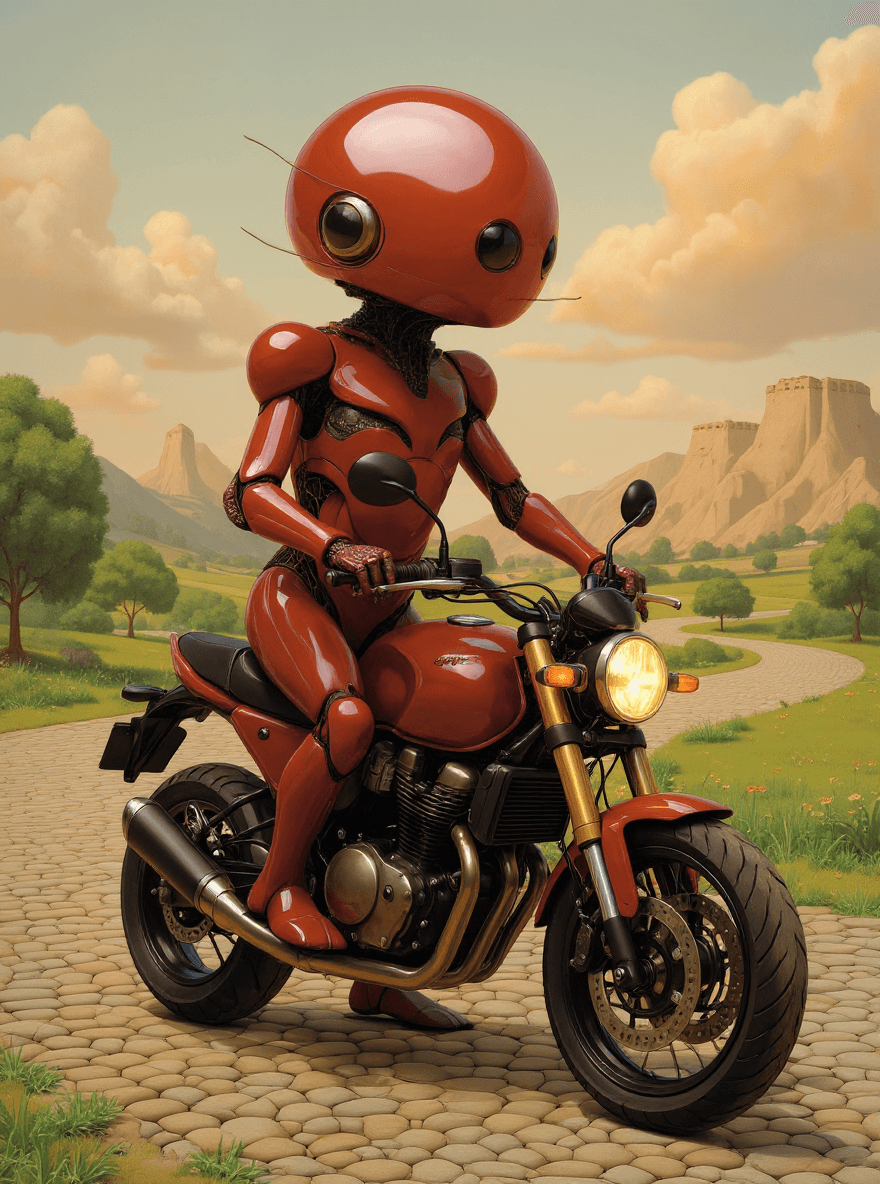 AI generated: Now make it ride a motorcycle