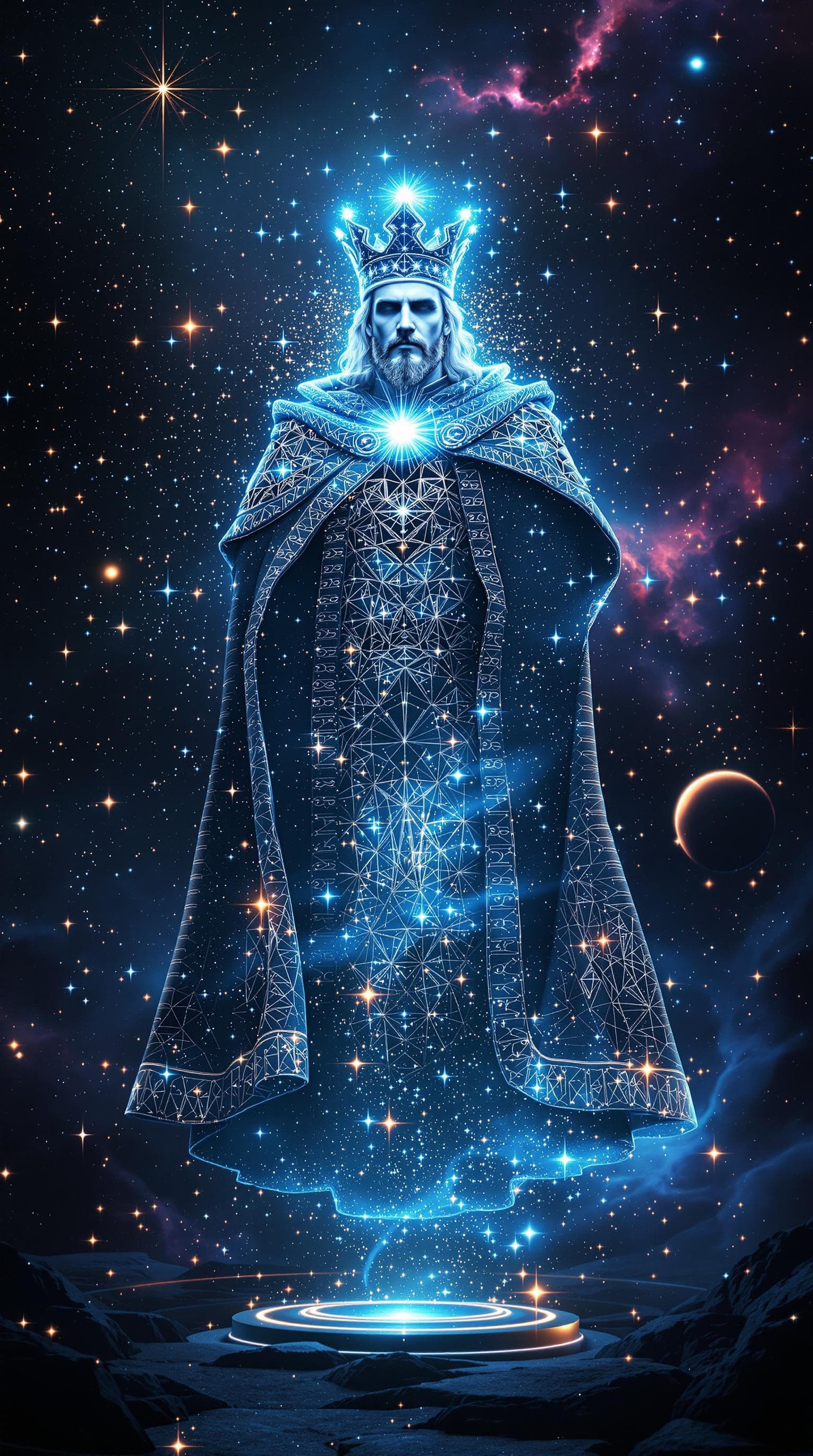 AI generated: Witness the extraordinary transformation as the King of Hearts card comes to life as a 3D hologram, ...