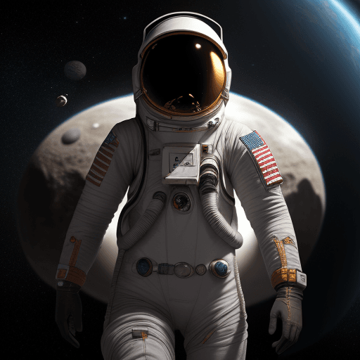 AI generated: An adventurous human character wearing an advanced space exploration suit, exploring uncharted plane...