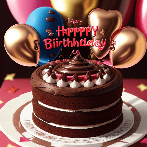 AI generated: A close-up shot of a decadent chocolate cake with layers of rich frosting and ganache. The cake is t...