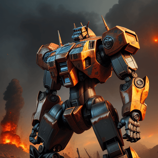 AI generated: Gorilla Beast Wars transformers robot hybrid, metallic, rusted, center composition,  epic warzone in...