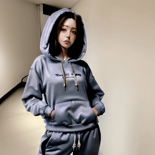 AI generated: a anime girl wearing sweatpants and a hoodie