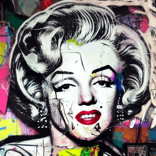 AI generated: Ultra detailed medium portrait painting, marilyn monroe, torn up punk poster, broken circuitry backg...
