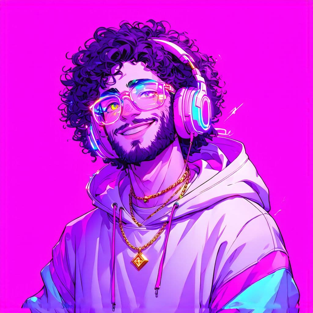 AI generated: Create a highly detailed and vibrant digital illustration of a stylized character in a modern semi-r...