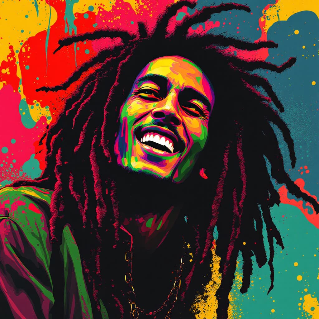 AI generated: create a portrait of Bob Marley famous singer with Brazilian Phonk Art is a creative fusion that ble...