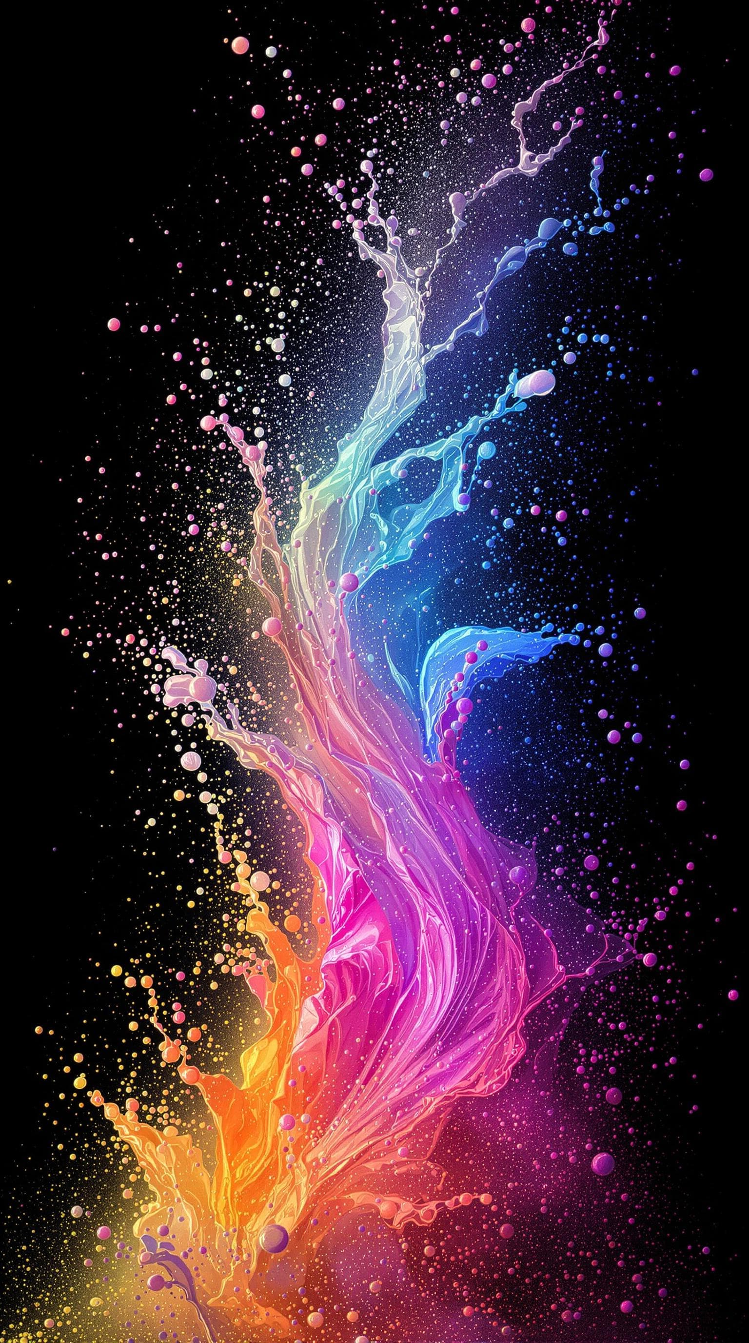 AI generated: holographic milky fluid splashes from right to left with powder hq abstract background fine art, pow...