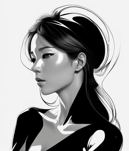 AI generated: by Yangjun Cheng, bw, by Rads and Lois van Baerle, bw, (((lineart))), 2bit, (vector graphics), clear...