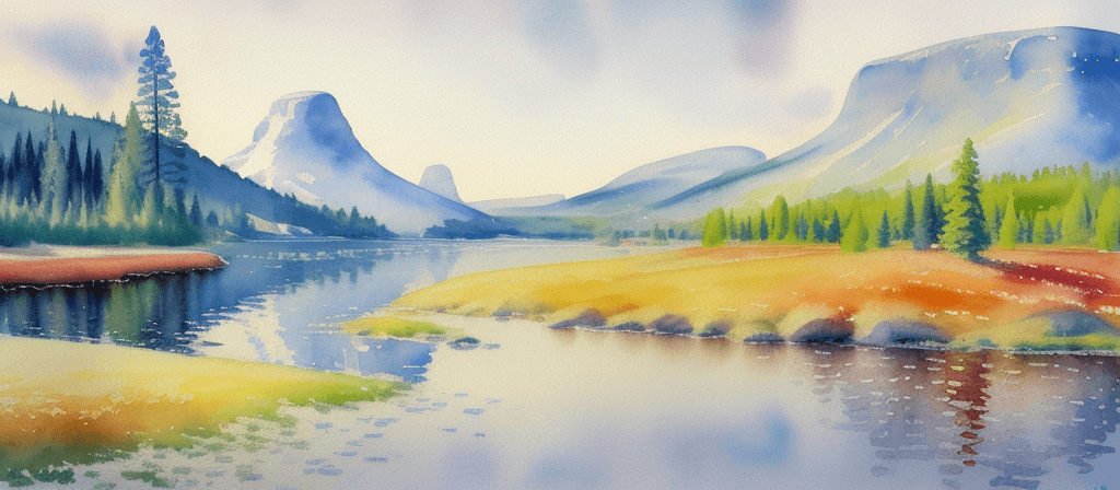 AI generated: Scandinavian landscape, Impressionism, watercolor