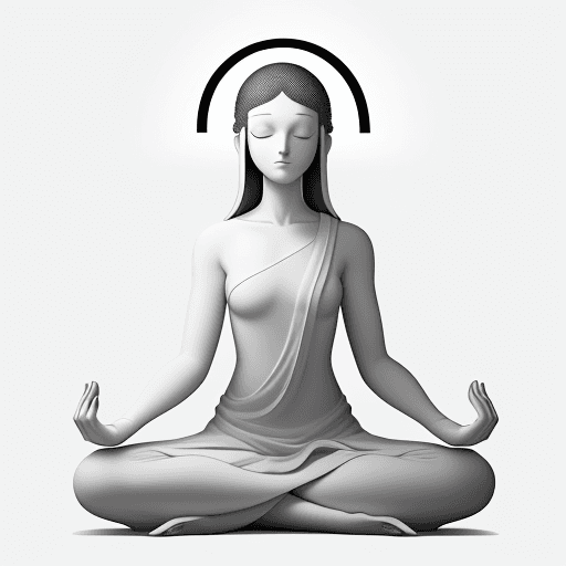 AI generated: (Meditation:1.3), Relaxation, (simple background,white background,logo:1.3), (black and white, monot...