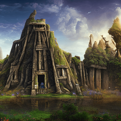 AI generated: cursed zelda ruins landscape vista photography by Carr Clifton 