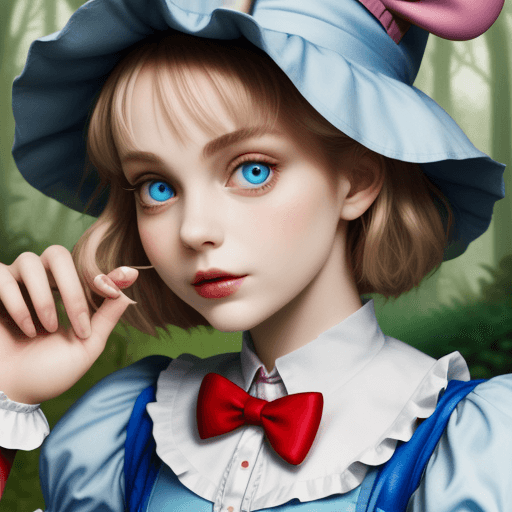 AI generated: alice in wonderland close up realisitc