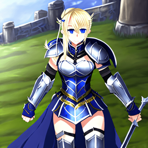 AI generated: Saber, "Artoria Pendragon", "Arturia Pendragon",  "heart-shaped face", blonde hair, green eyes, brai...