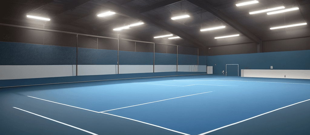 AI generated: Create a high-quality, professional LinkedIn image of a modern, well-lit padel court that conveys le...