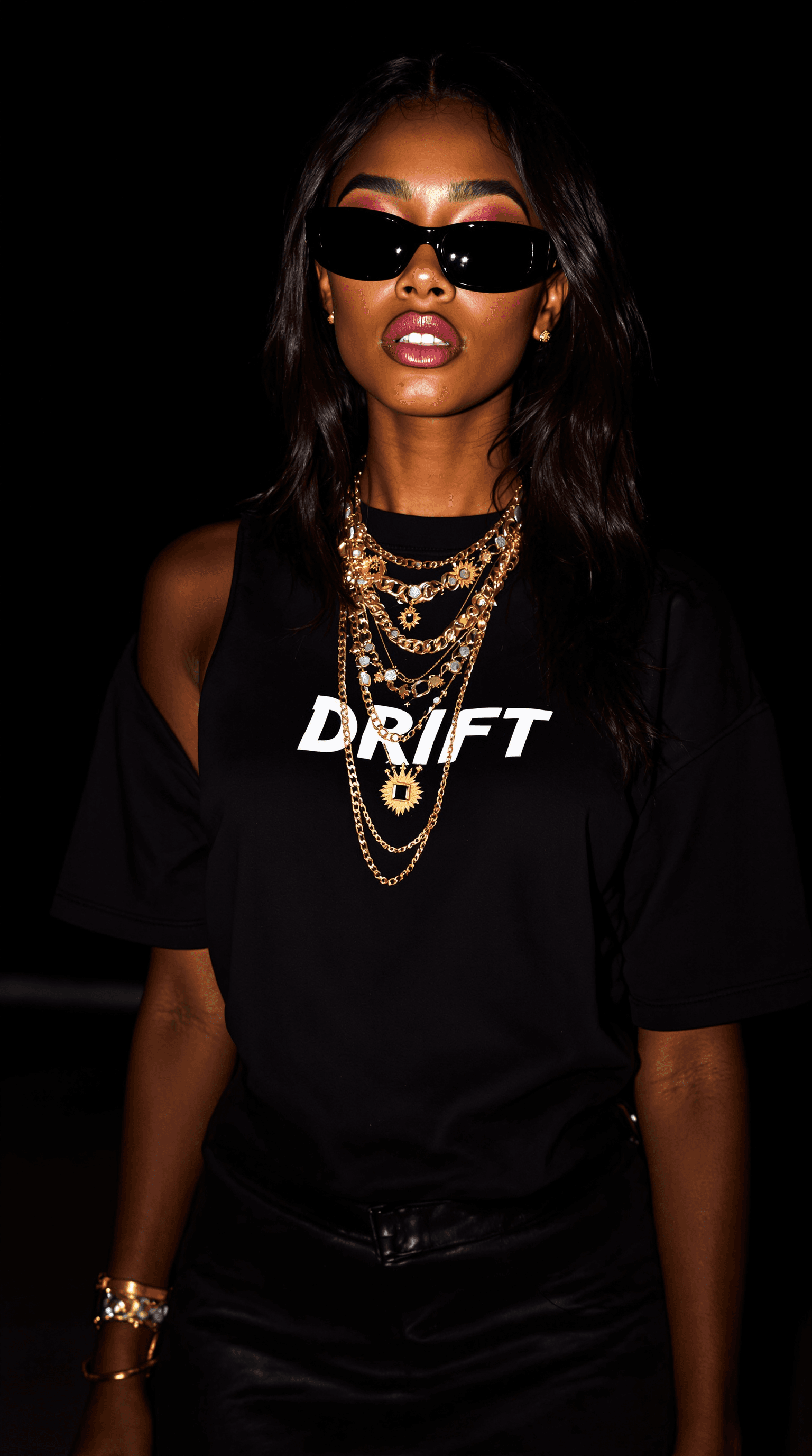 AI generated: full body picture, full body portrait, beauty black girl with urban black clothes, on the small shir...