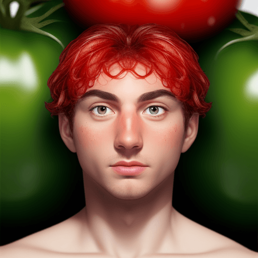 AI generated: A handsome tomato with a beautiful face , 8k , hd , ultra detail , white background