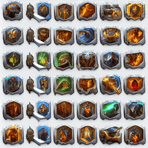 AI generated: application icons, 2d icons, rpg skills icons, world of warcraft items icons, league of legends item...