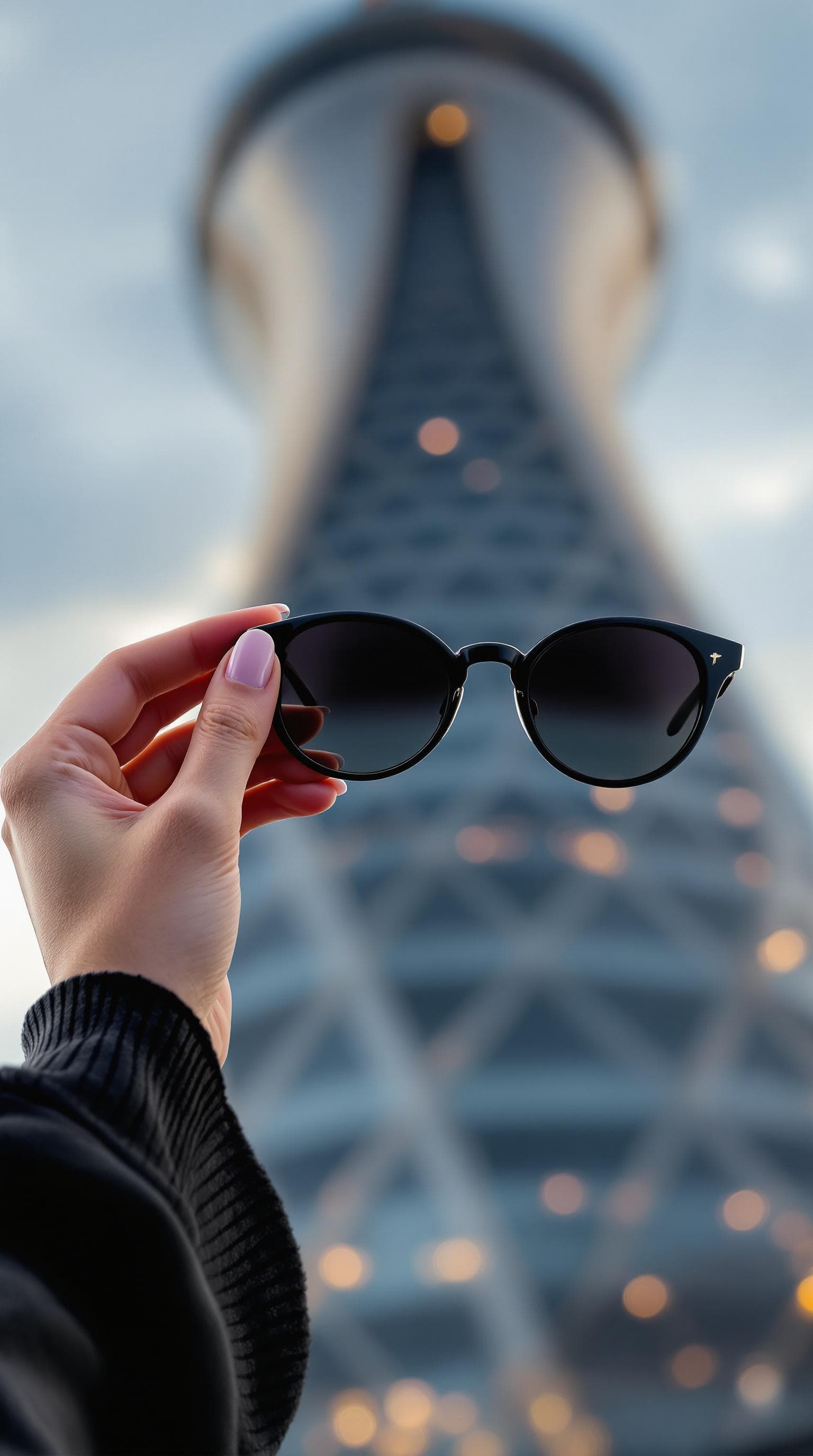AI generated: A captivating first-person perspective shot taken in front of the Avala Tower in Belgrade. The focus...
