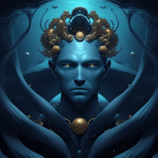 AI generated: Deep oceanic creatures with a golden iris that is a third of the width of the head, mysterious and v...