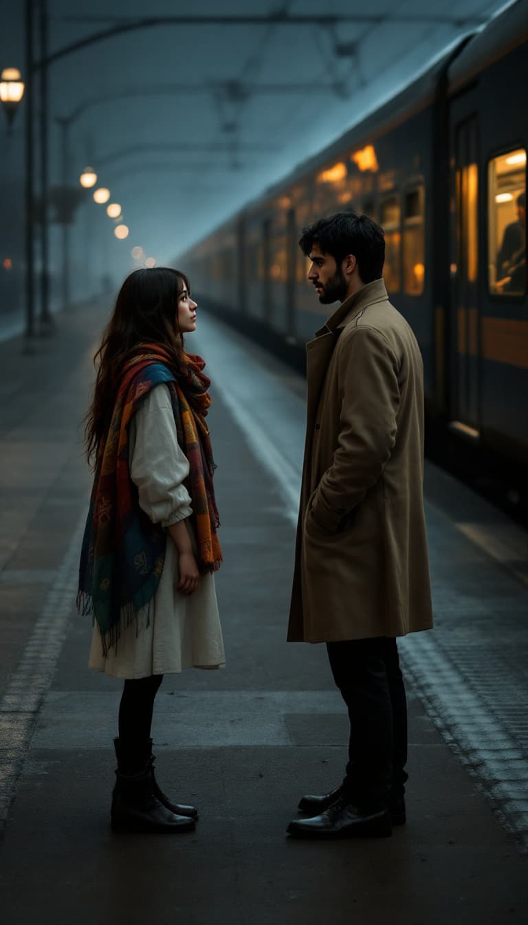 AI generated: Scene Description:
The train (with Amir inside) is now moving away, and Niki (a young Iranian woman,...