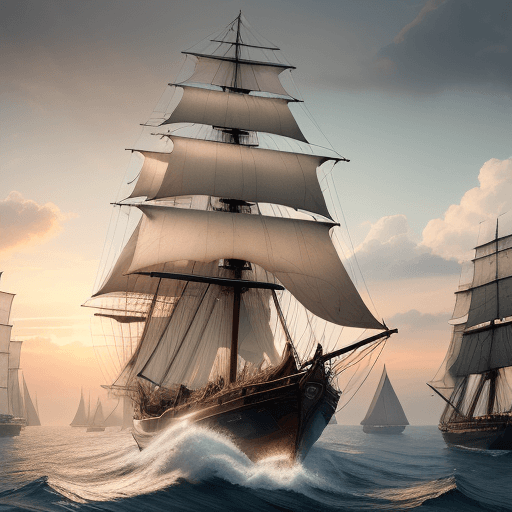 AI generated: Photo of a ultra realistic sailing ship, dramatic light, pale sunrise, cinematic lighting, battered,...