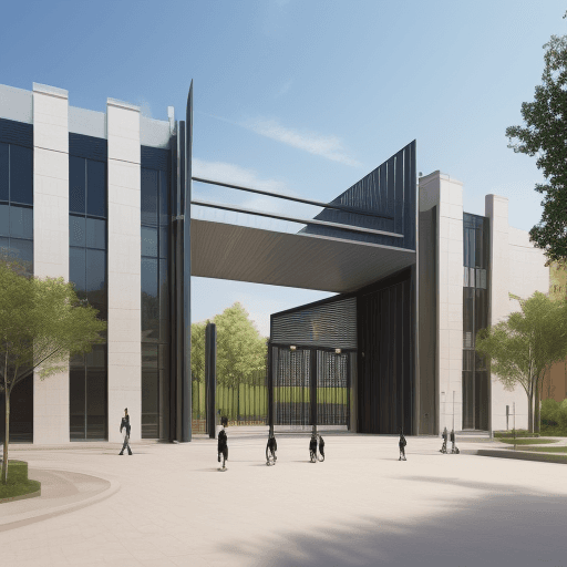 AI generated: university main gate design using modern ways in architecture 