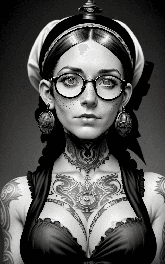 AI generated:  High resolution 4k studio photography detailed black and white portrait photo of an attractive vict...