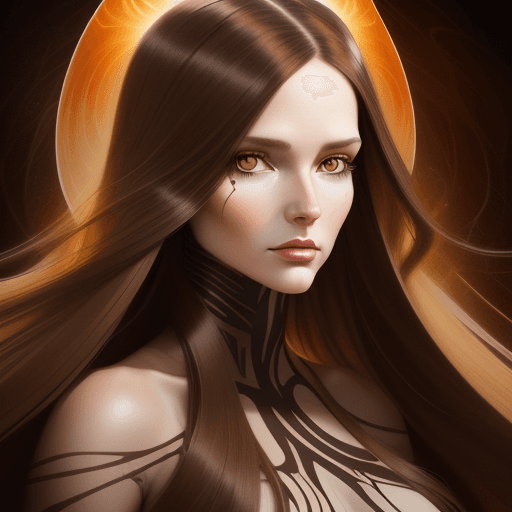 AI generated: an illustration of a woman with long brown hair, in the style of ingrid baars, j. scott campbell, da...