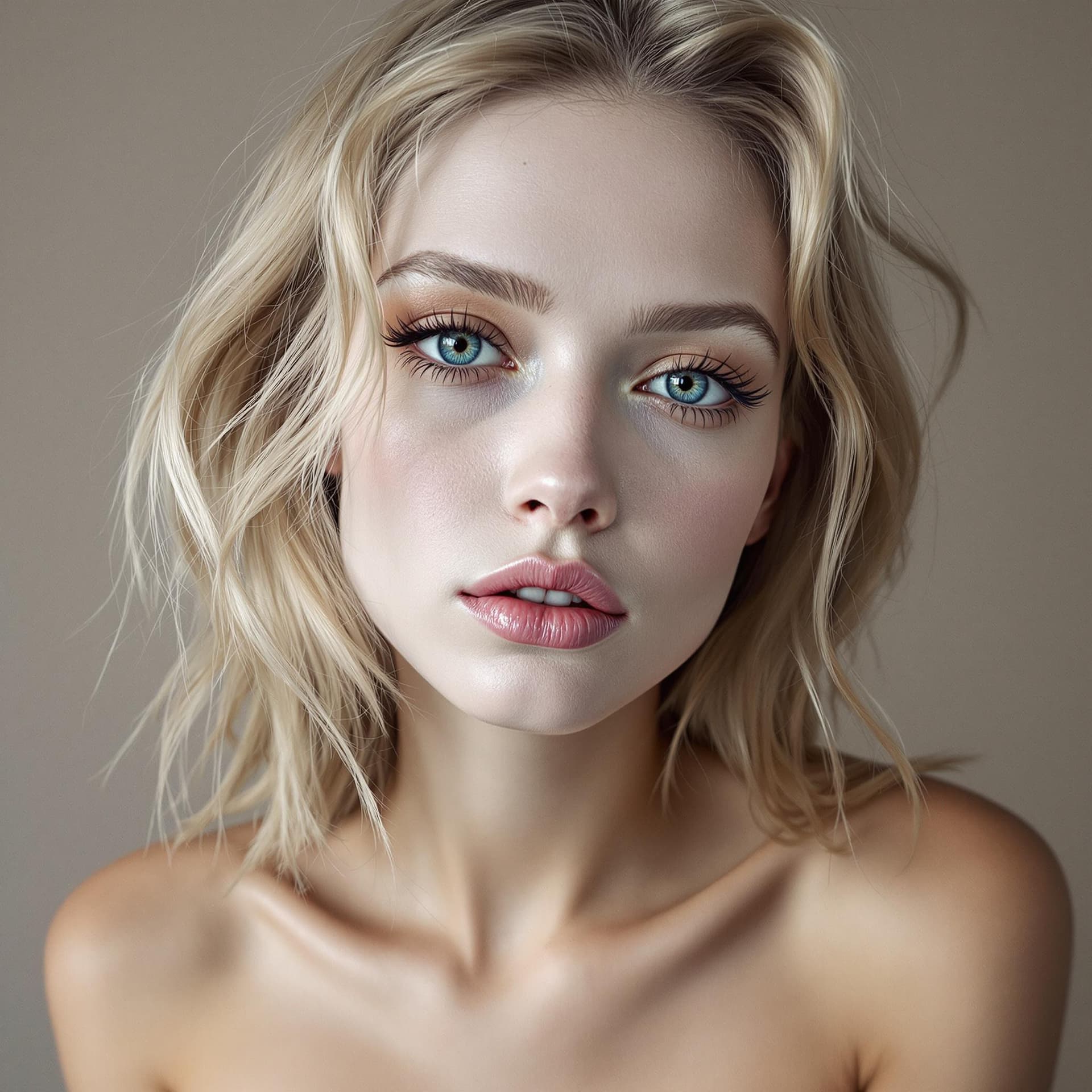 AI generated: white skin blonde with skinny hot face