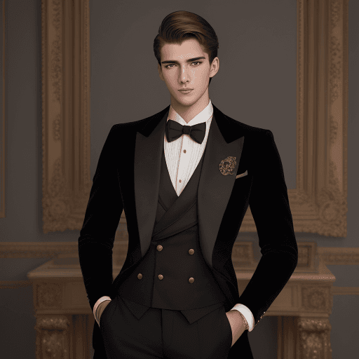 AI generated: A dashing 25-year-old with refined features and a sophisticated demeanor poses against a timeless ba...