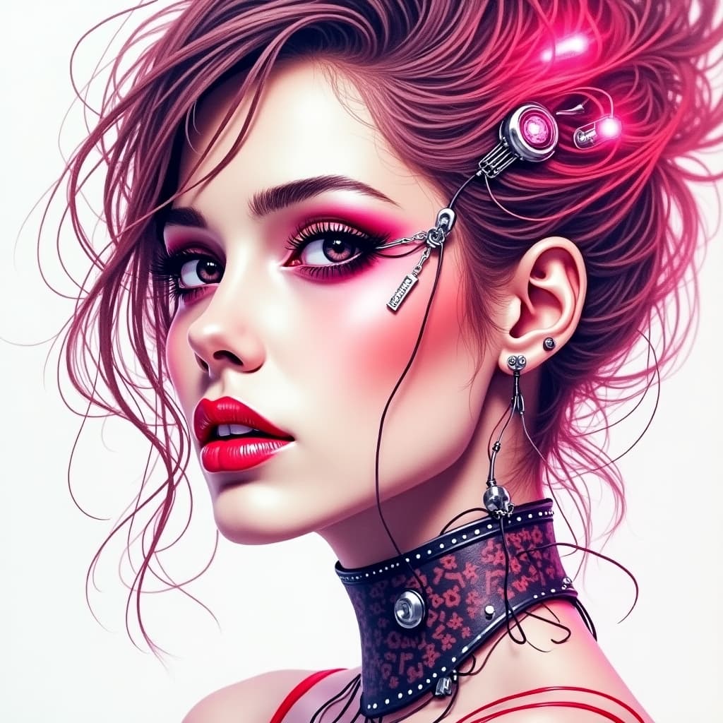 AI generated: A close up drawing water color realistic full face portrait .....