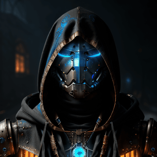 AI generated: Photo of a ultra realistic warforged robot, dramatic light, fantasy art portrait, hooded cloak, stea...