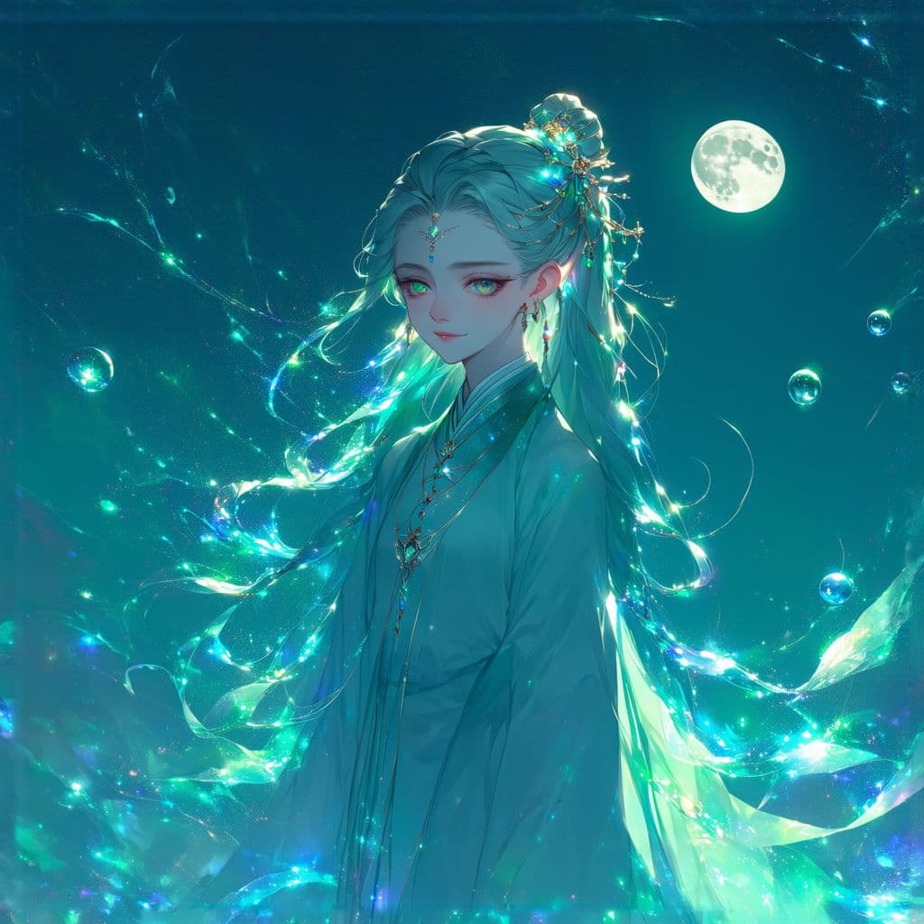 AI generated: Create a high-definition, ethereal wallpaper featuring Botan from the anime "Yu Yu Hakusho." The ima...