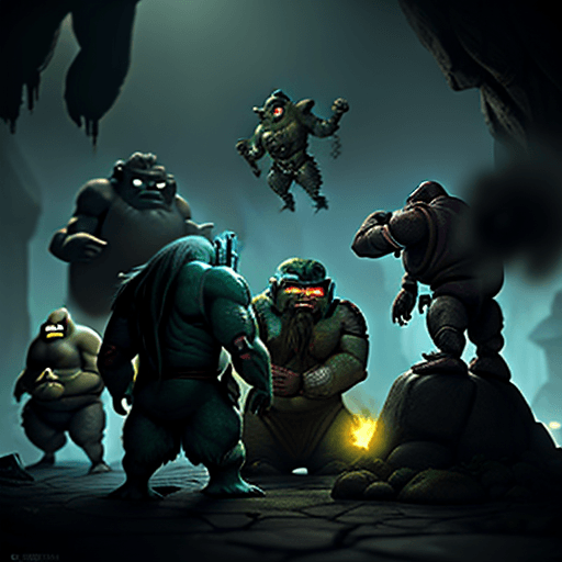 AI generated: bogtroll war with golems, secret, sneaky, devious, masters, 8k, nanites, no errors, perfect, volumet...