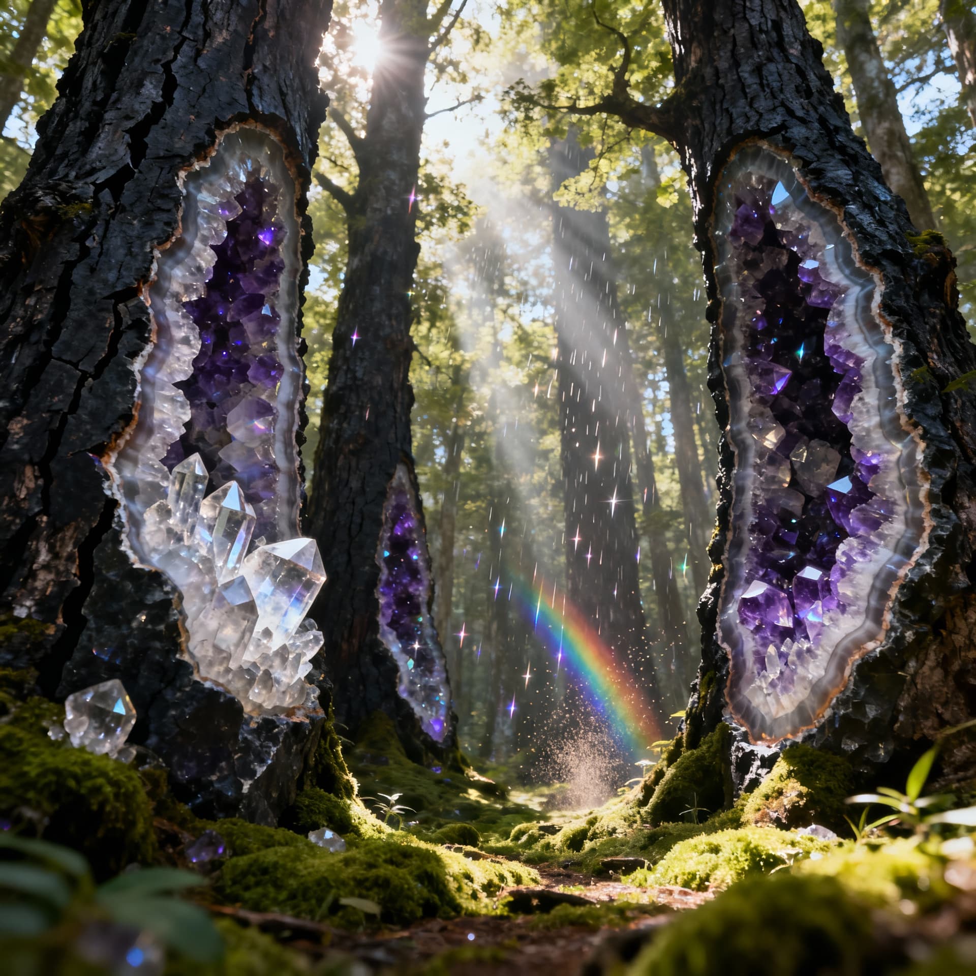 AI generated: 


hyperrealistic cinematic photo, a magical forest where trees are made of smooth, polished geod...