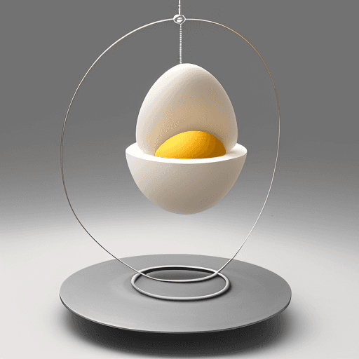 AI generated: an egg-shaped structure, it uses a kind of frame creating a circle at the base and a smaller one at ...