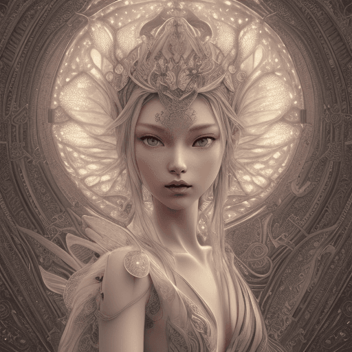 AI generated: Beautiful detailed face detailed digital illustration gorgeous fairy sit on a silver_ornatrs_crescen...
