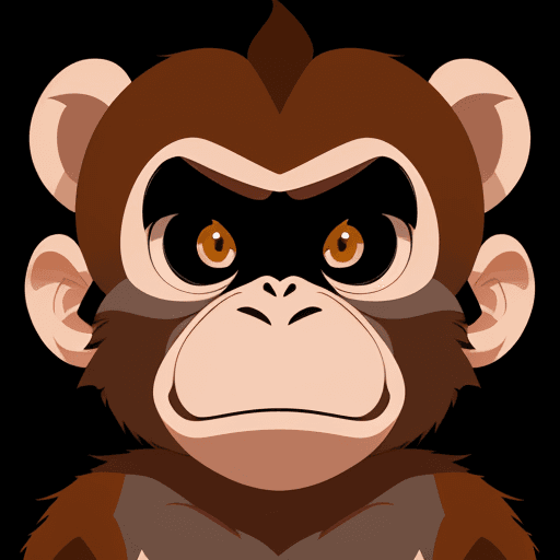 AI generated: vector illustration, cute monkey, angry, watching at camera, cartoon
