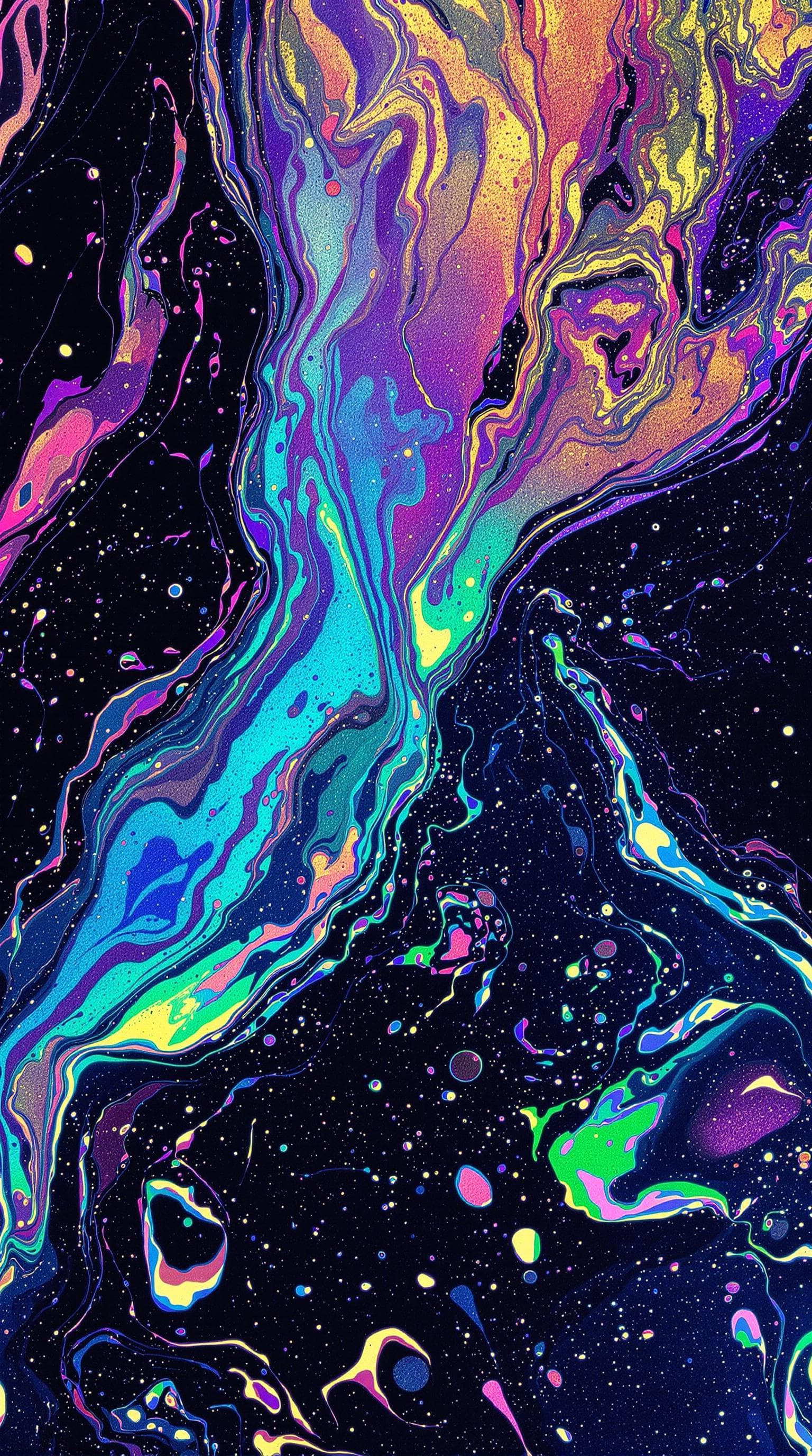 AI generated: fluid marmor texture, with colourful holographic effect, splashes
