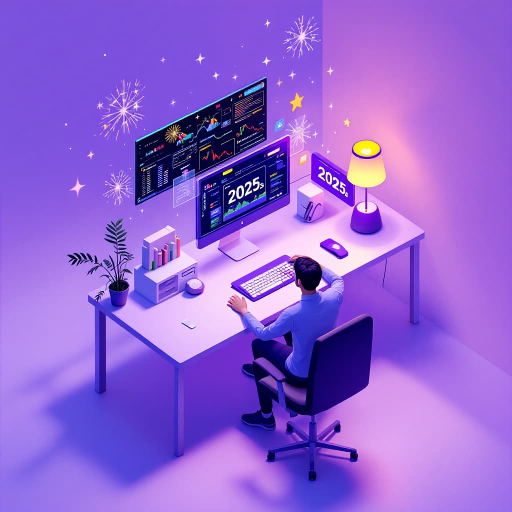 AI generated: A person sitting at a desk in front of a computer, 2025s promotional art, inspired by NEVERCREW, New...