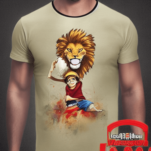 AI generated: High resolution photography t shirt design, lion and luffy 