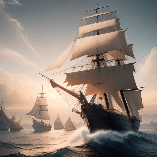 AI generated: Photo of a ultra realistic sailing ship, dramatic light, pale sunrise, cinematic lighting, battered,...