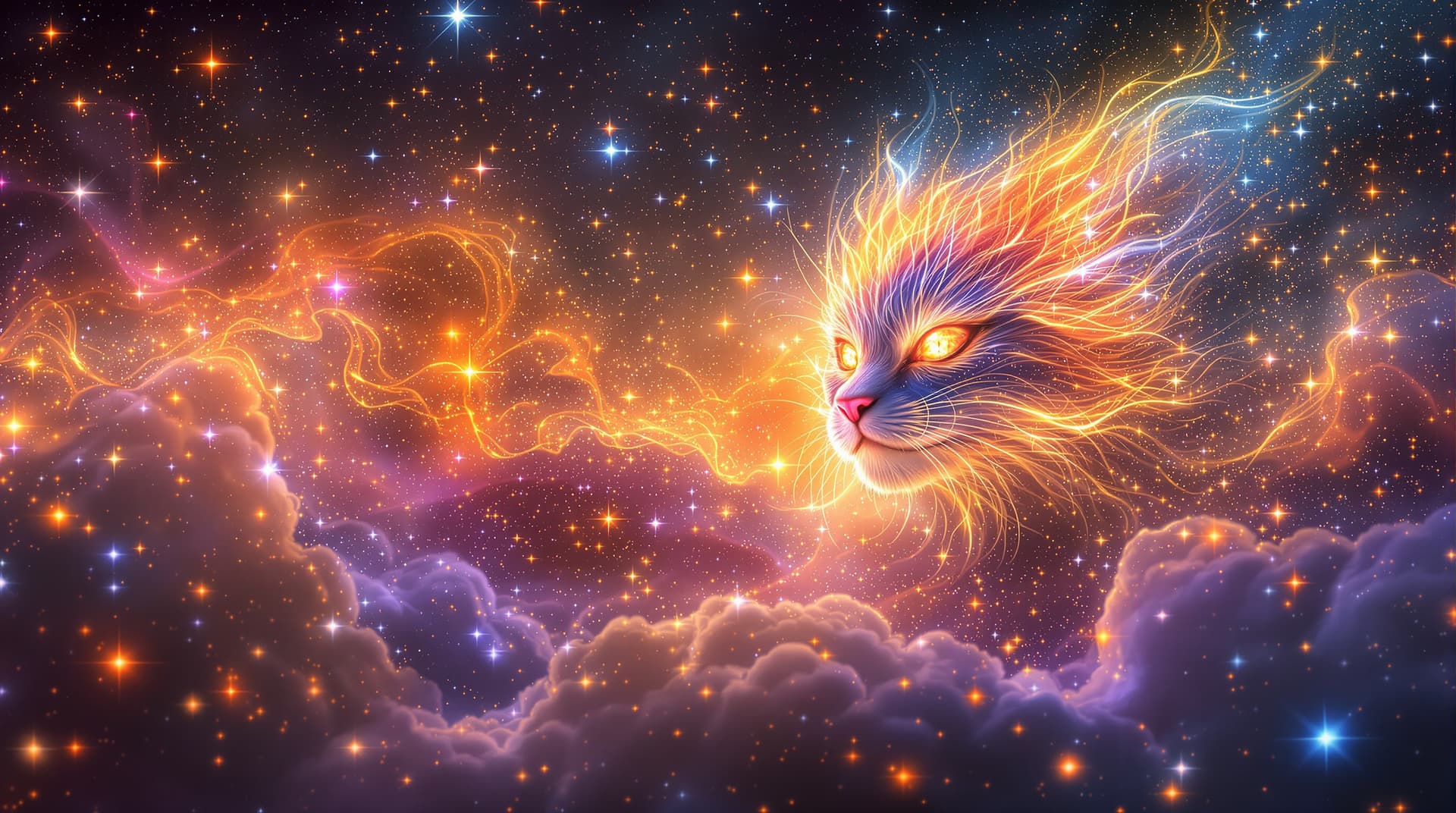 AI generated: Image is a digital artwork featuring  theme spirit in the sky filled with bright stardust and fracta...