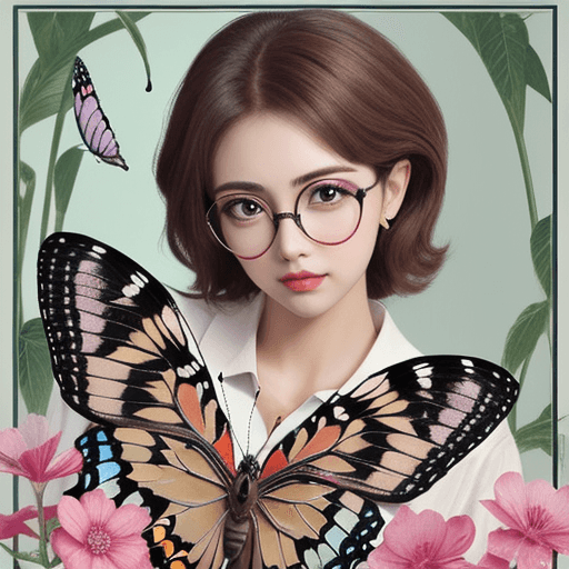 AI generated: a large butterfly, with eyeglasses.