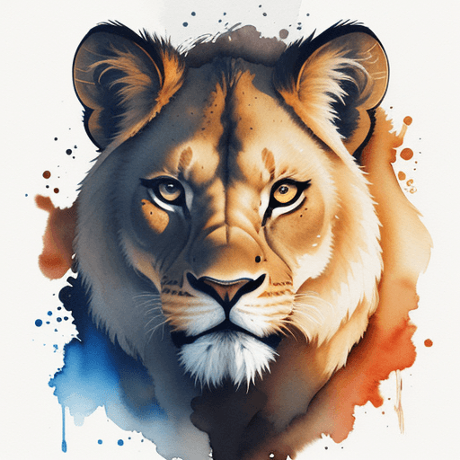 AI generated: a watercolor painting of a lioness face, an airbrush painting by Petros Afshar, behance, lyco art, b...