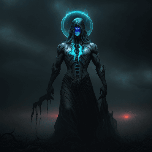AI generated: harvester of sorrow, hyper realistic evil ethereal haunted ghost wraith spirit halloween demon, scar...